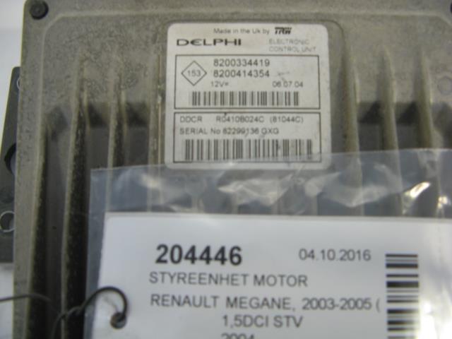 Styreenhet motor til Renault Megane 2003-2005 (Type II, Fase 1)  (DELPHI   TRW|8200334419|8200414354|)