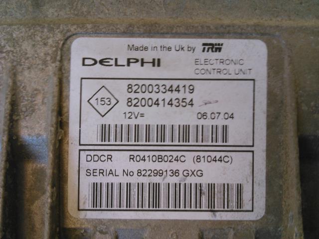 Styreenhet motor til Renault Megane 2003-2005 (Type II, Fase 1)  (DELPHI   TRW|8200334419|8200414354|)