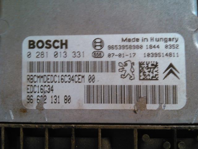 Styreenhet motor til Peugeot 307 2005-2008 (Fase 2)  (BOSCH|0 281 013 331|9653958980|)