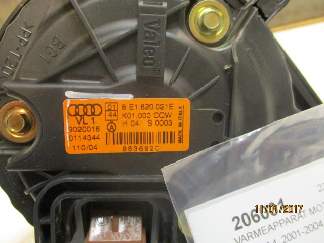 Varmeapparat motor til Audi A4 2001-2004 (Type II) (B6) (B6) (VALEO|8E1 820 021 E|)