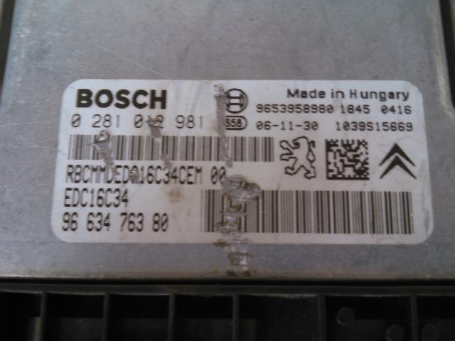 Styreenhet motor til Citroën C4, Picasso 2006-2013 (Type I)  (BOSCH|9663476380|0281012981|)