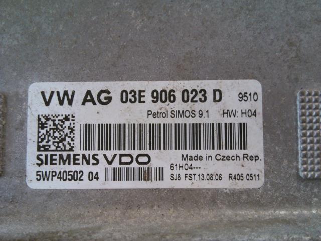 Styreenhet motor til VW Polo 2005-2009 (Type IV, Fase 2)  (SIEMENSVDO|03E906023D|5WP4050204|)