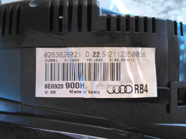 Instrumentpanel til Audi A4 2001-2004 (Type II) (B6) (B6) (BOSCH|8E0920900H|0263626021|1036901830)