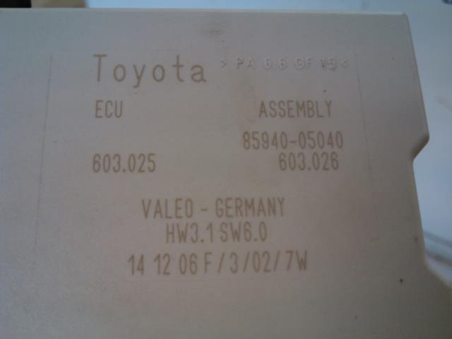 Styreenhet diverse til Toyota Avensis 2003-2008 (Type II)  (VALEO|85940-05040|)