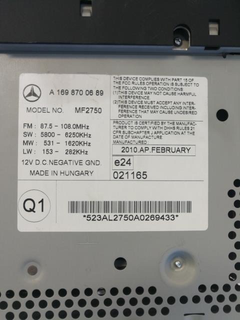 Bilstereo til Mercedes Vito/Viano 2004-2010 (Fase 1) (W639) (W639) (A 169 840 01 89|)