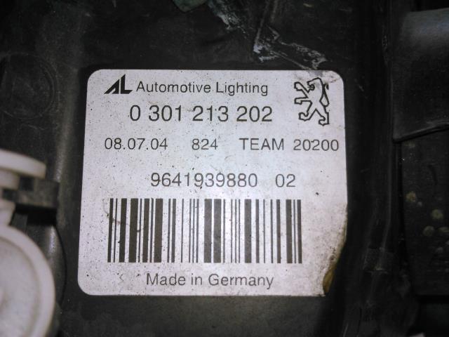 Frontlykt høyre halogen til Peugeot 407 2004-2010 (9641939880|)