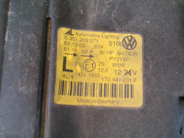 Frontlykt venstre halogen til VW Touran 2003-2006 (Type I, Fase 1)  (1T0941031F|)