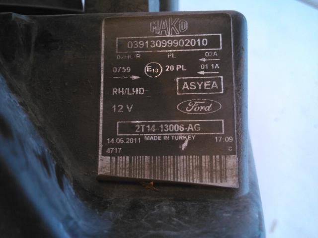 Frontlykt høyre halogen til Ford Transit Connect 2009-2013 (Type I, Fase 2)  