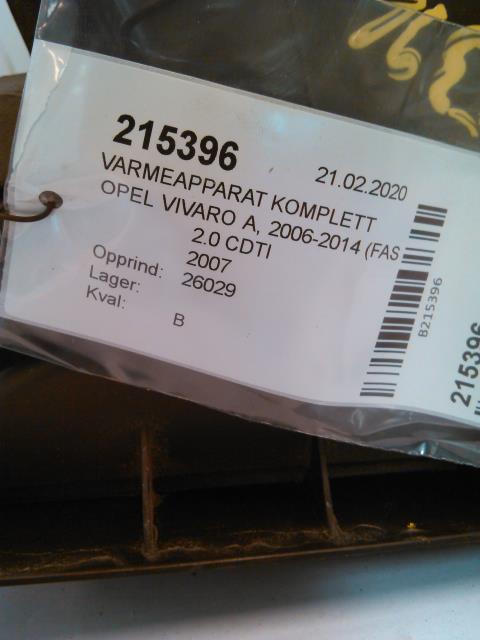 Varmeapparat motor til Opel Vivaro A 2006-2014  