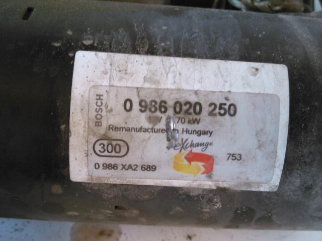 Starter diesel til VW Touran 2007-2010 (Type I, Fase 2)  (BOSCH|0986020250|)