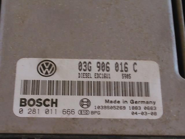 Styreenhet motor til VW Caddy 2004-2010 (Type III, Fase 1)  (BOSCH|03G906016C|0281011666|)