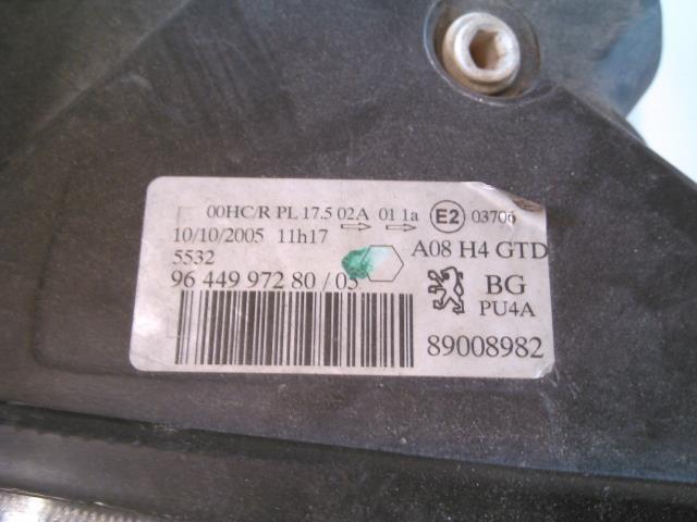 Frontlykt venstre halogen til Peugeot 1007 2004-->>  (9644997280|)