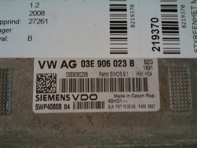Styreenhet motor til Škoda Fabia 2007-2010 (Type II, Fase 1)  (SIEMENS VDO|03E906023B|)