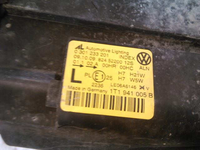 Frontlykt venstre halogen til VW Touran 2007-2010 (Type I, Fase 2)  