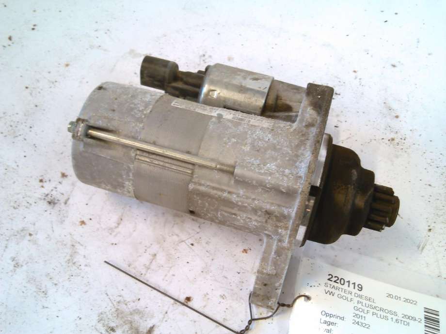 Starter diesel til VW Golf, Plus/Cross, 2009-2013 (Fase 2)  (VALEO|02Z911024K)