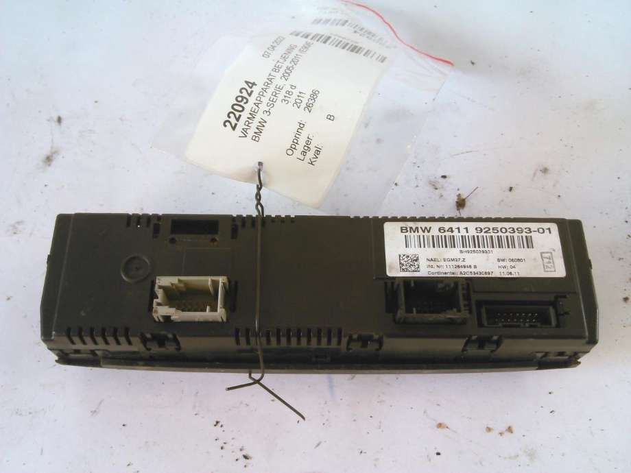 Varmeapparat betjening til BMW 3-Serie 2005-2011 (E90/E91/E92/E93) (E90/E91/E92/E93) (64119250393-01|)