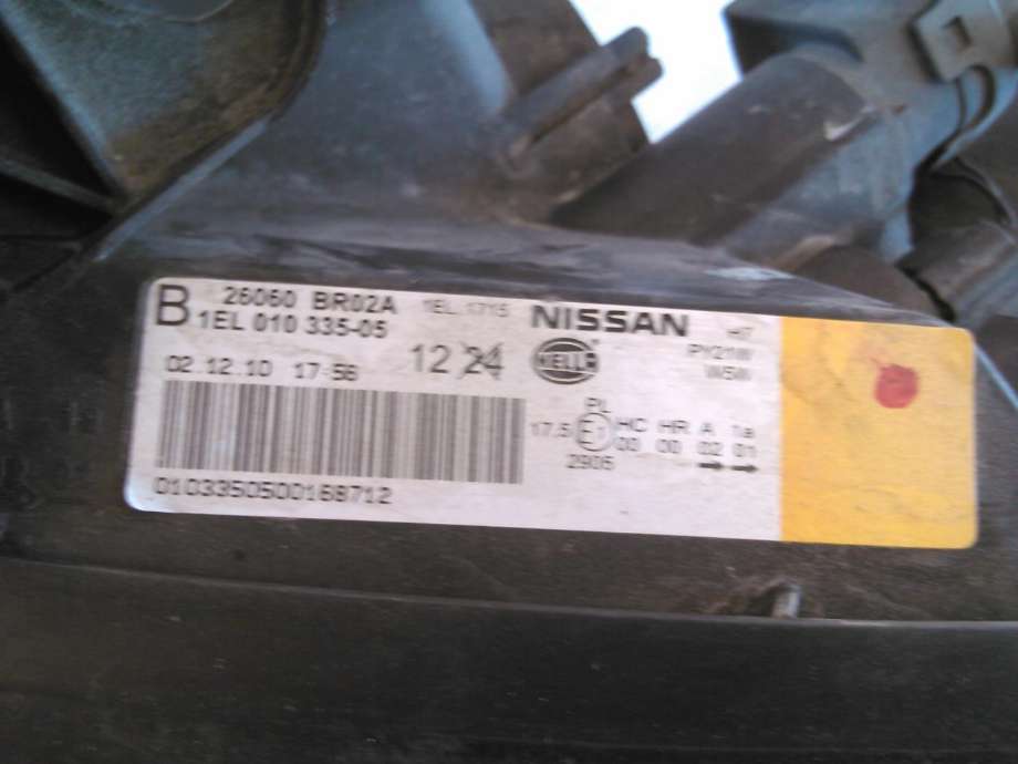 Frontlykt venstre halogen til Nissan Qashqai 2010-2014 (Type I, Fase 2)  