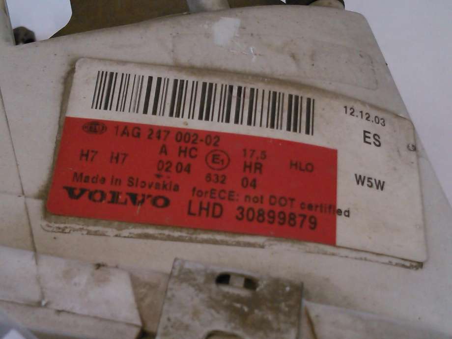 Frontlykt høyre halogen til Volvo V40 / S40 2000-2004 (Type I, Fase 2)  
