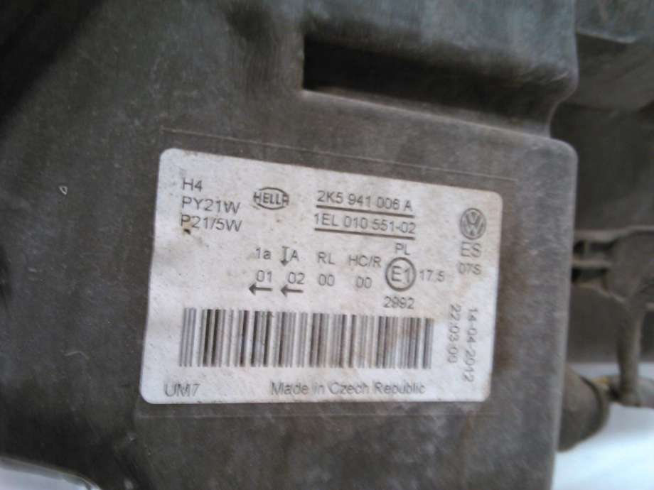 Frontlykt høyre halogen til VW Caddy 2010-2015 (Type III, Fase 2)  