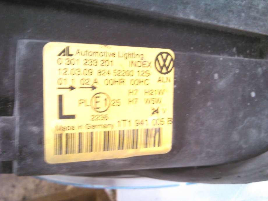 Frontlykt venstre xenon til VW Touran 2007-2010 (Type I, Fase 2)  