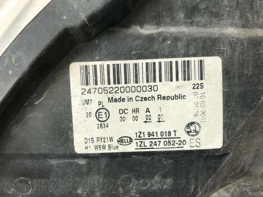 Frontlykt høyre xenon til Škoda Octavia 2009-2013 (Type II, Fase 2)  