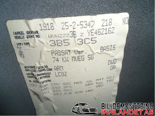VW Passat 1997-2000 (B5,3B) (B5,3B), Motorkode: , Girkassekode: 