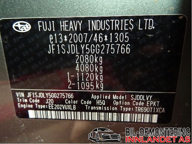 Subaru Forester 2013-2019 (Type IV) , Motorkode: EE20, Girkassekode: 31000AJ790