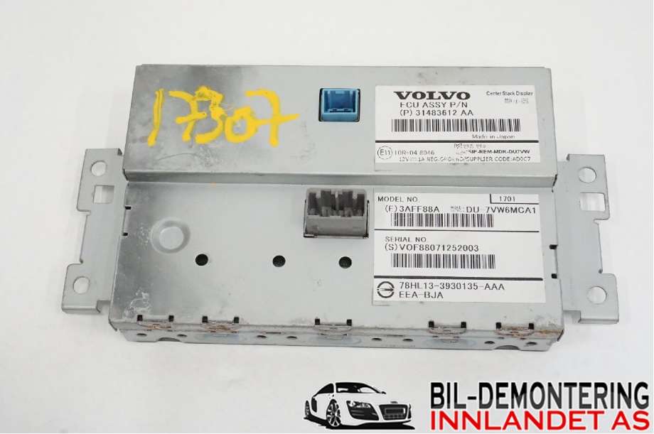 Multimedia display (MCU - Media Controller Unit) til Volvo V60/V60 CC 2013-2018 (Type I, Fase 2) (31483612|)