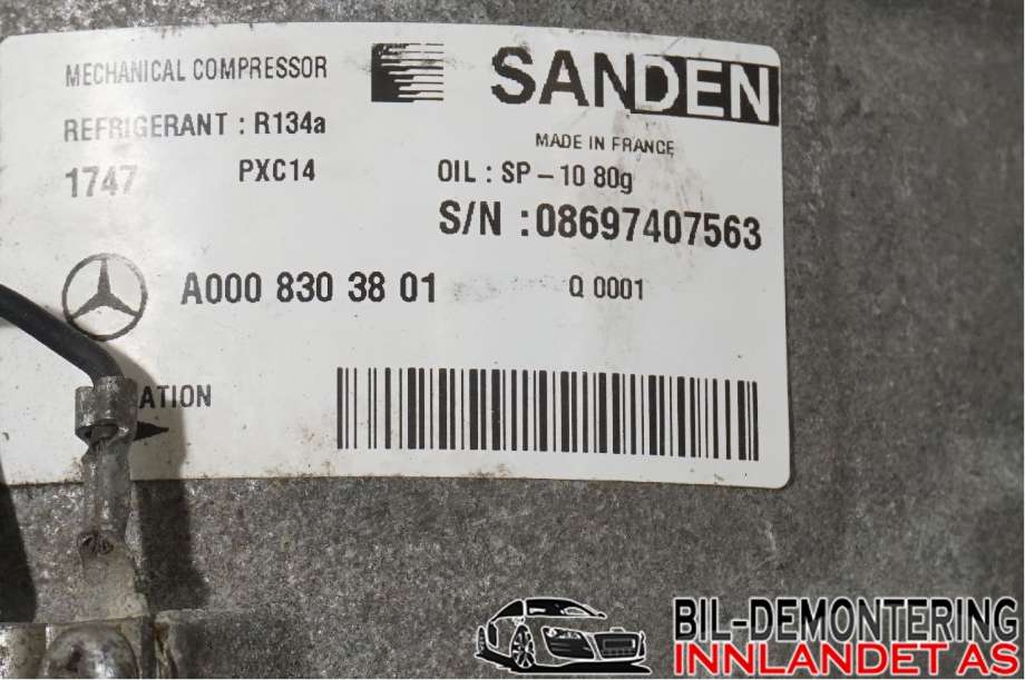 Aircondition kompressor til Mercedes C-Klasse 2014-2018 (Fase 1) (W205) (W205) (MERCEDES|A 003 230 69 11|A 000 830 30 02|)