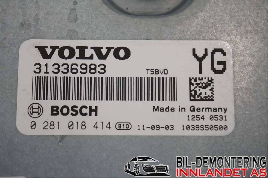 Styreenhet motor til Volvo XC60 2008-2013 (Type I, Fase 1)  (VOLVO|0281018414||31336983)