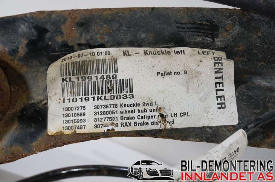 Hjulspindel venstre bak til Volvo V50 2007-2012 (Fase 2) (VOLVO|30736774|)