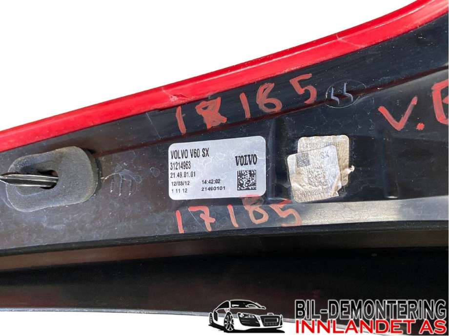 Baklykt venstre til Volvo V60 2010-2013 (Type I, Fase 1) (VOLVO|31395928|)