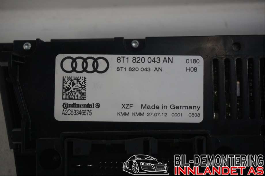 Varmeapparat betjening til Audi Q5 2012-2017 (Type I, Fase 2) (AUDI|8T1 820 043 AH||8T1 820 043 AN)