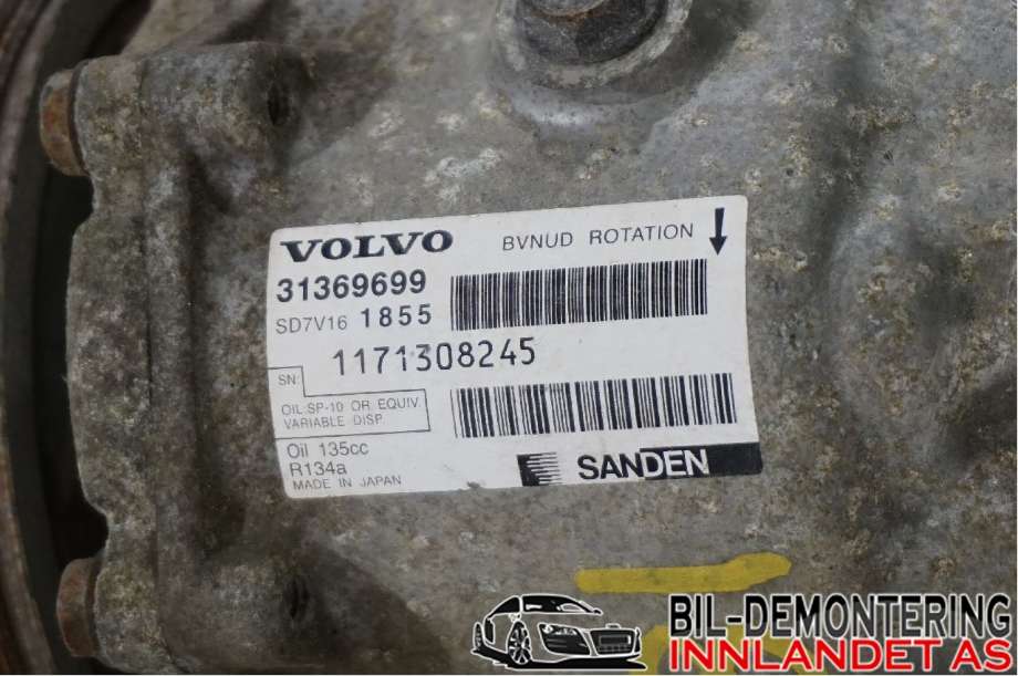 Aircondition kompressor til Volvo V60/V60 CC 2013-2018 (Type I, Fase 2) (VOLVO|36001128||31369699)