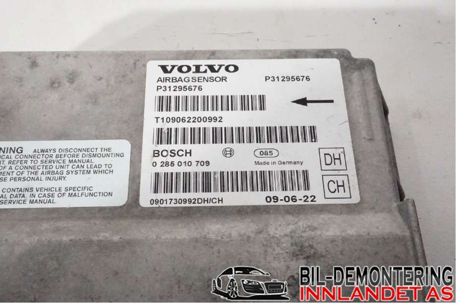 Airbag elektronikk til Volvo V70 2007-2013 (Type III, Fase 1)  (VOLVO|31295676|0285010709)