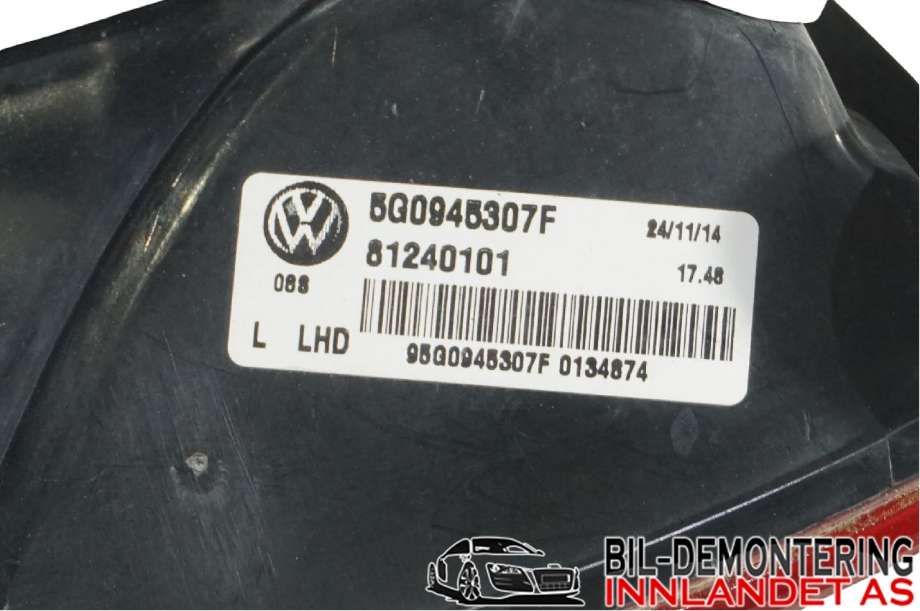 Baklykt venstre indre til VW e-Golf 2014-2017 (Fase 1)  (VOLKSWAGEN|5G0 945 307 F|)