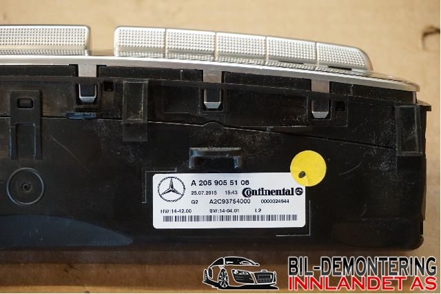 Varmeapparat betjening til Mercedes C-Klasse 2014-2018 (Fase 1) (W205) (W205) (MERCEDES|A 205 905 92 13||A2059055106)