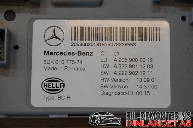 Styreenhet comfort (BCM) til Mercedes C-Klasse 2014-2018 (Fase 1) (W205) (W205) (MERCEDES|A 222 900 71 09||A2059002019)