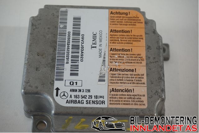 Airbag elektronikk til Mercedes ML 1997-2005 (W163) (W163) (A 163 900 00 00|A 163 542 22 18|A 163 542 29 18)
