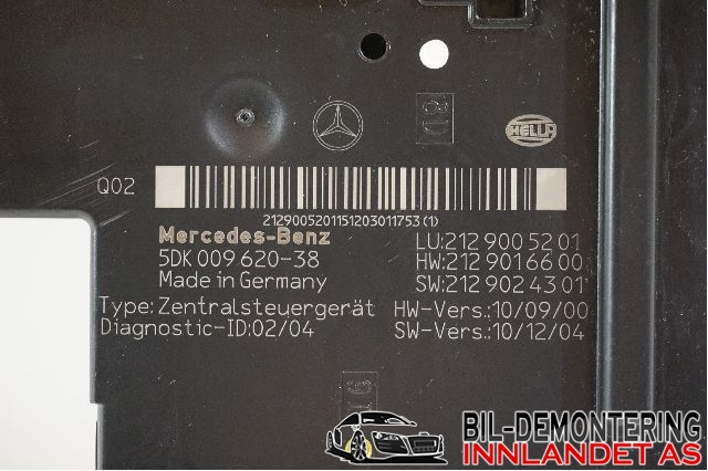 Styreenhet diverse til Mercedes E-Klasse 2009-2013 (Fase 1) (W212) (W212) (MERCEDES|A 212 900 01 22||5DK 009 620-38)