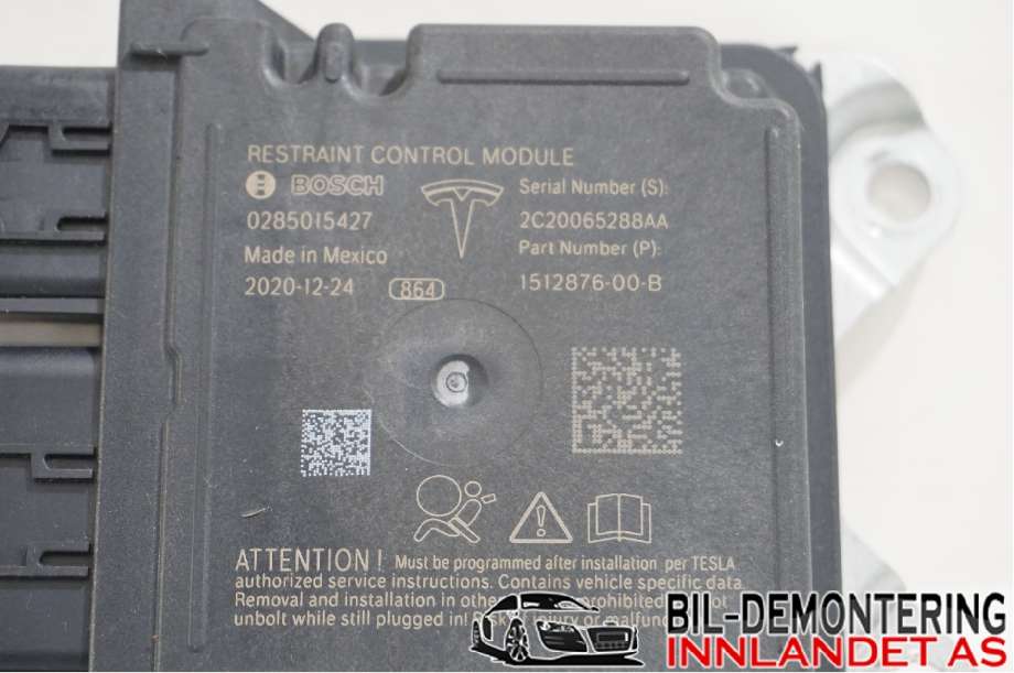 Airbag elektronikk til Tesla Model 3 2018-2023 (Fase 1)  (TESLA||1512876-00-B)