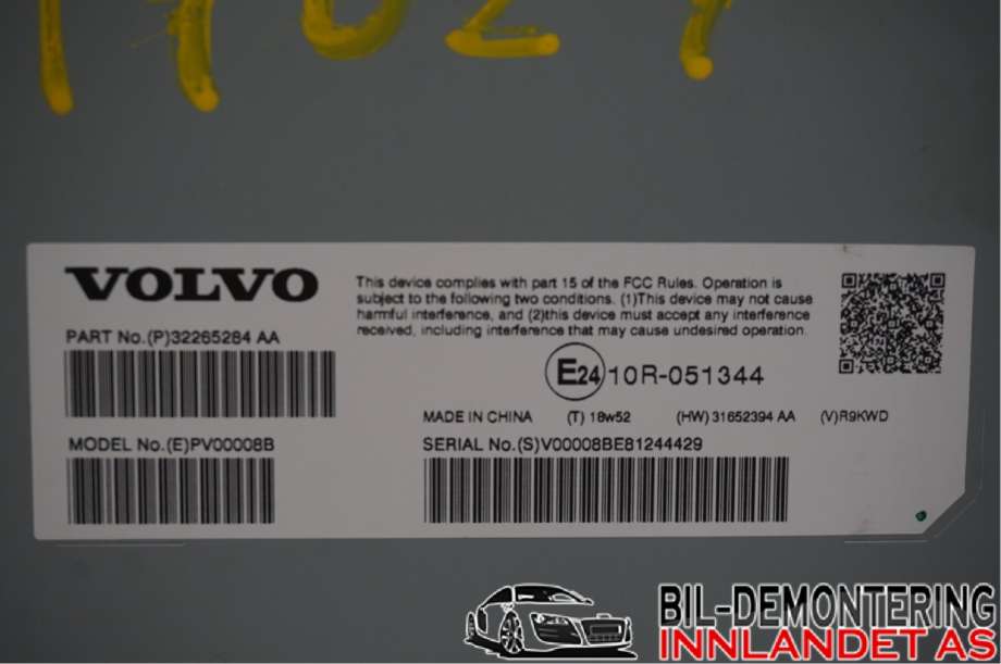 Bilstereo forsterker til Volvo XC60 2017-->> (Type II) (VOLVO|36003061||32265284 AA)