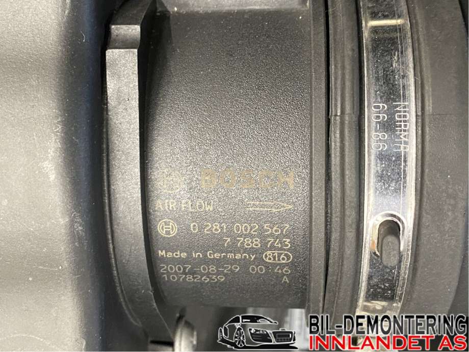 Luftmengde/luftmassemåler til BMW 3-Serie 2005-2011 (E90/E91/E92/E93) (E90/E91/E92/E93) (BMW|13 62 8 509 724|7 788 743|0 281 002 567)