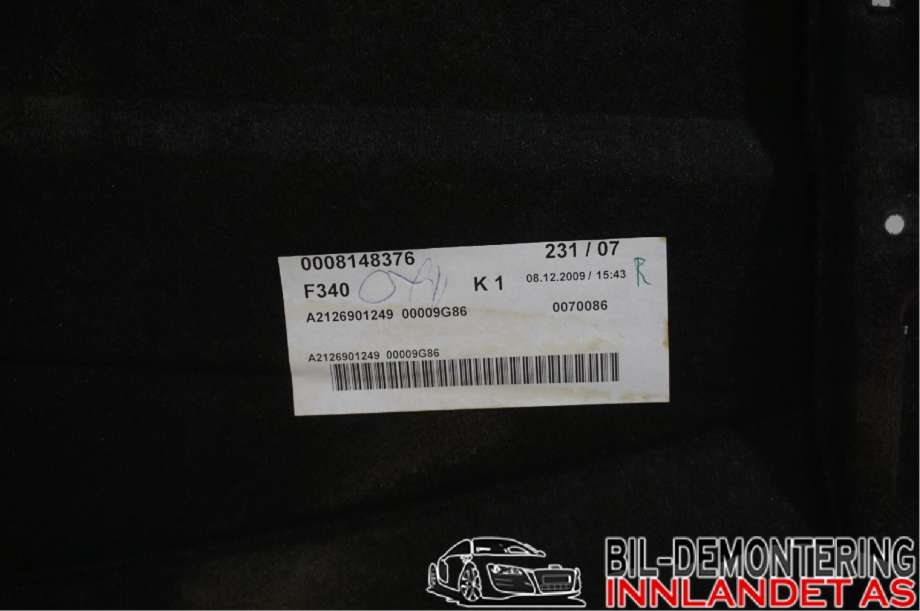 Hattehylle til Mercedes E-Klasse 2009-2013 (Fase 1) (W212) (W212) (MERCEDES|A 212 690 12 49||A2126901249)