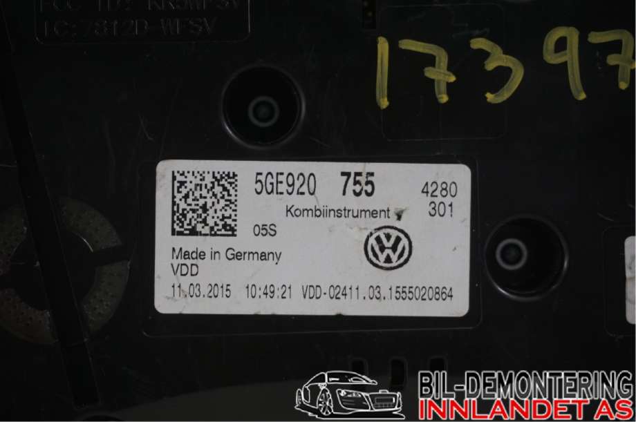 Instrumentpanel til VW e-Golf 2014-2017 (Fase 1)  (VOLKSWAGEN|5GE 920 755||5GE920755)