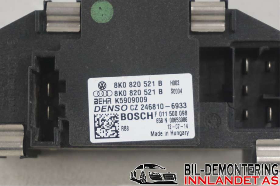 Varmeapparat motstand til Audi Q5 2012-2017 (Type I, Fase 2)  (AUDI|8K0 820 521 B|)
