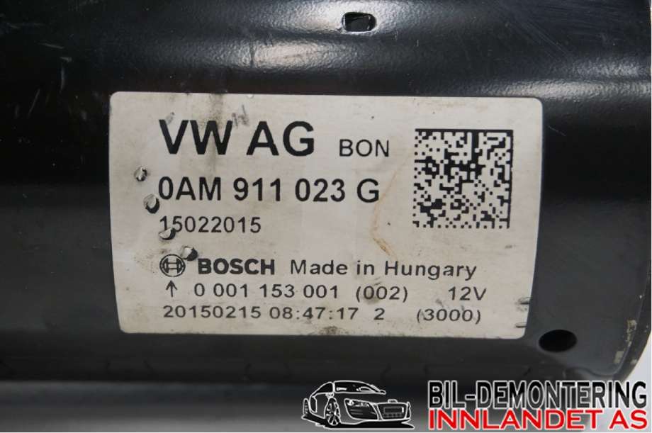 Starter diesel til Škoda Superb 2008-2015 (Type II)  (SKODA|0AM 911 023 G|0AM 911 023 GX|0AM 911 023G)