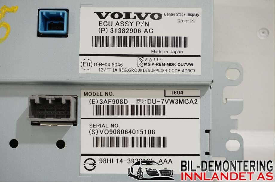 Instrument kjørecomputer til Volvo V40 2012-2019  (VOLVO|36011331|3AF908D|31382906)