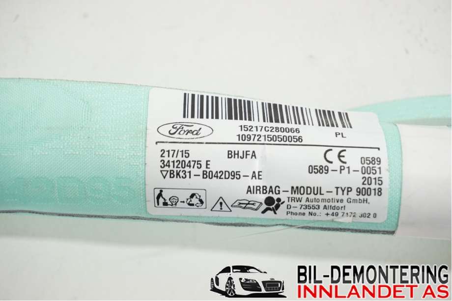 Airbag gardin venstre til Ford Transit 2014-->> (FORD|BK31-B042D95-AE|)
