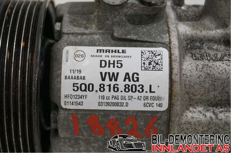 Aircondition kompressor til Škoda Octavia 2017-2020 (Type III, Fase 2) (SKODA|5Q0 816 803 F|5Q0 816 803 H|5Q0816803L)